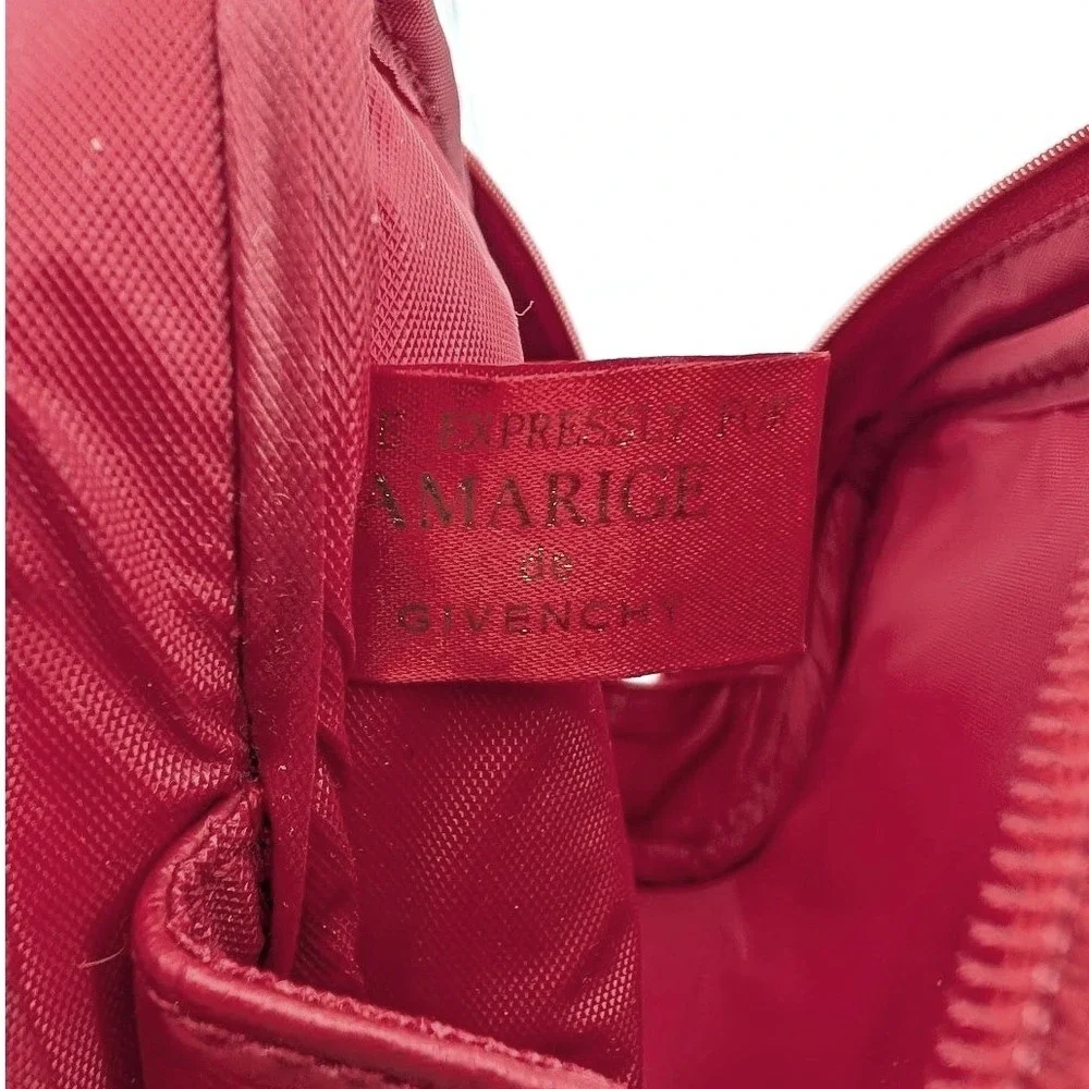 Parfums Amarige de Givenchy Red Ostrich‎ Embossed Faux Leather Cosmetic Bag